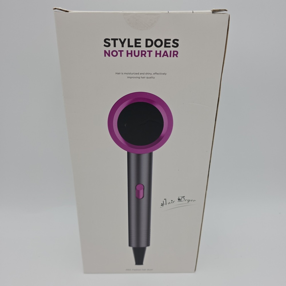 NIB! Pro Hair Dryer w/ High Speed Motor 360° Air Intake, Black & Purple